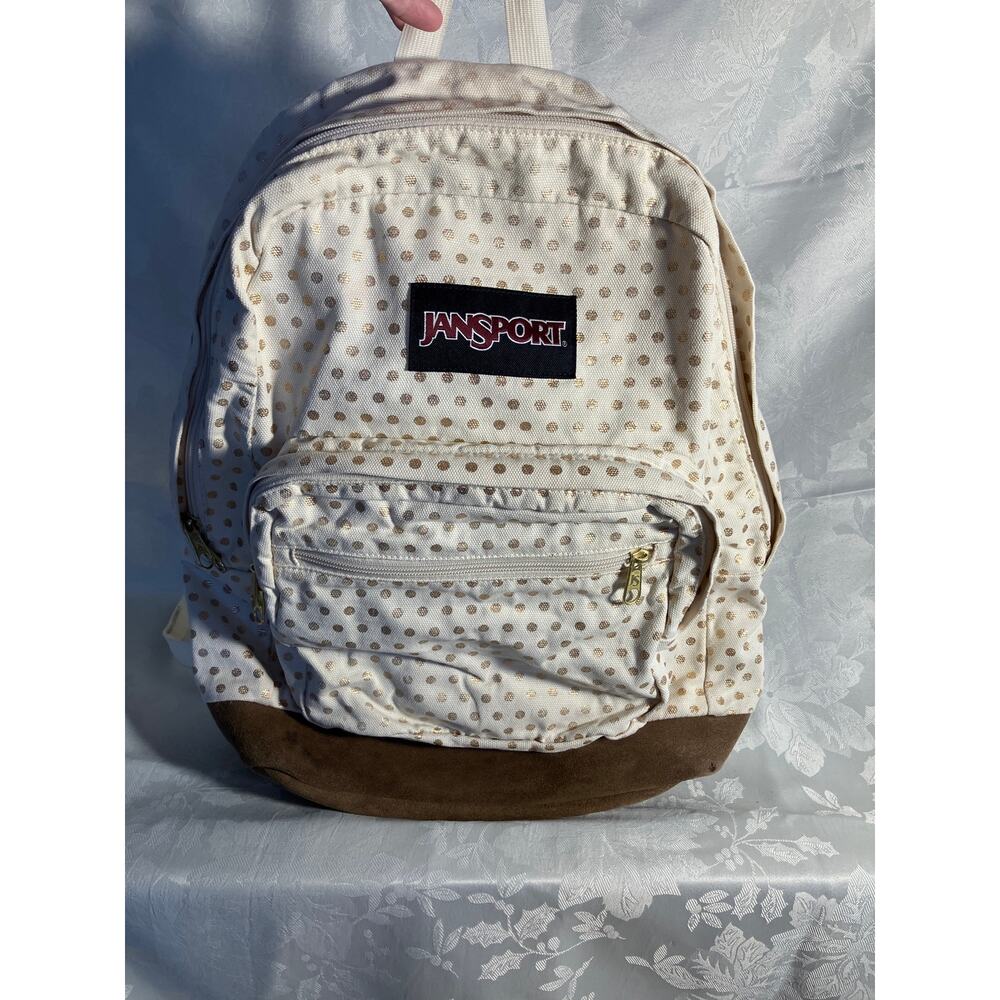 JanSport Right Pack Expressions Gold Polka Dot Backpack Laptop Sleeve JS00TZR6